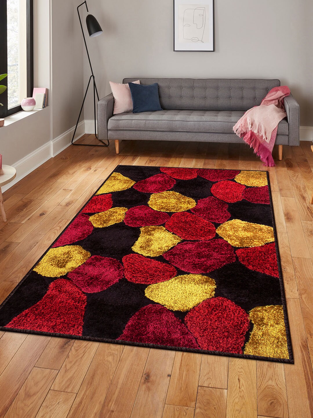 Story@home Red & Brown Geometric Carpet Price in India