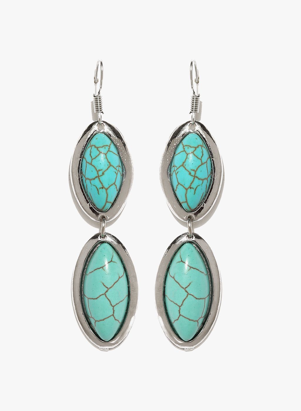 Ayesha Silver/Turquoise Blue Metal Danglers And Drop