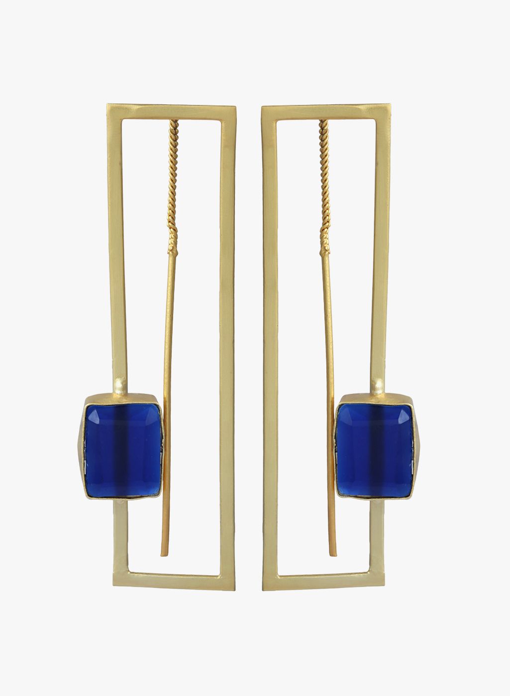 Sia Art Jewellery Golden/Blue Copper Drop Earrings