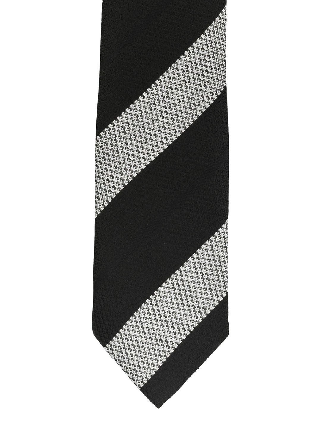 The Tie Hub Black & Grey Striped Broad Tie