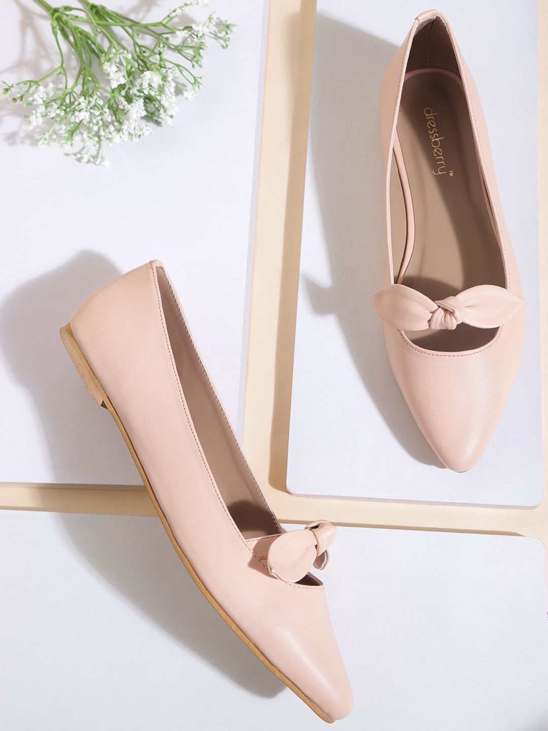 DressBerry Women Peach-Coloured Solid Ballerinas Price in India