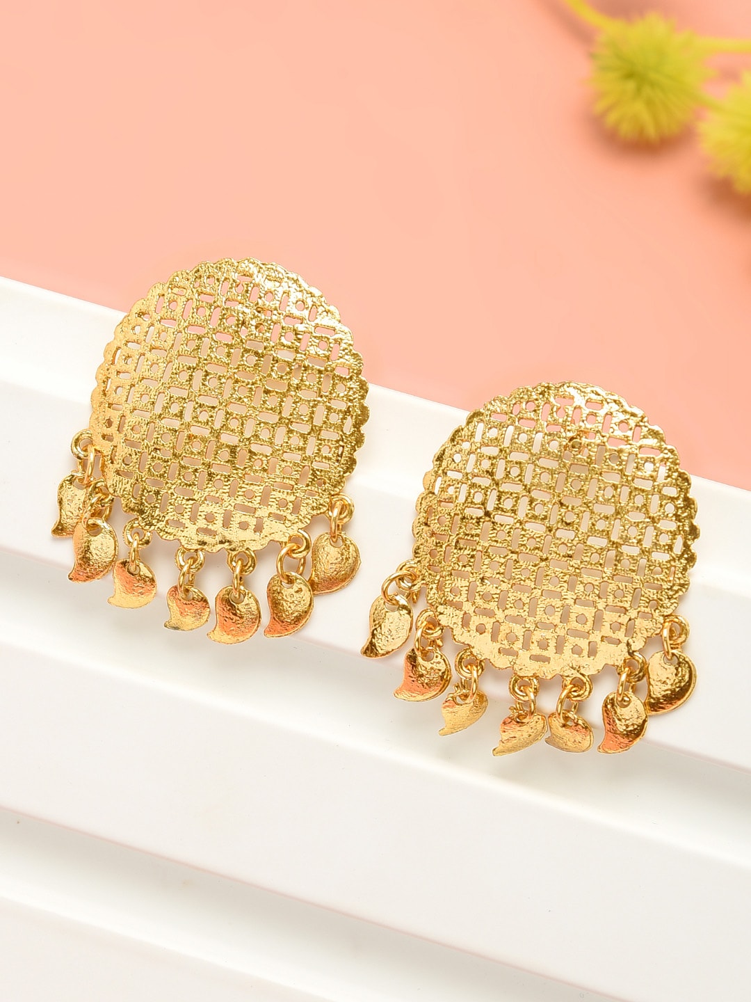 Zaveri Pearls Women Gold-Toned Circular Studs