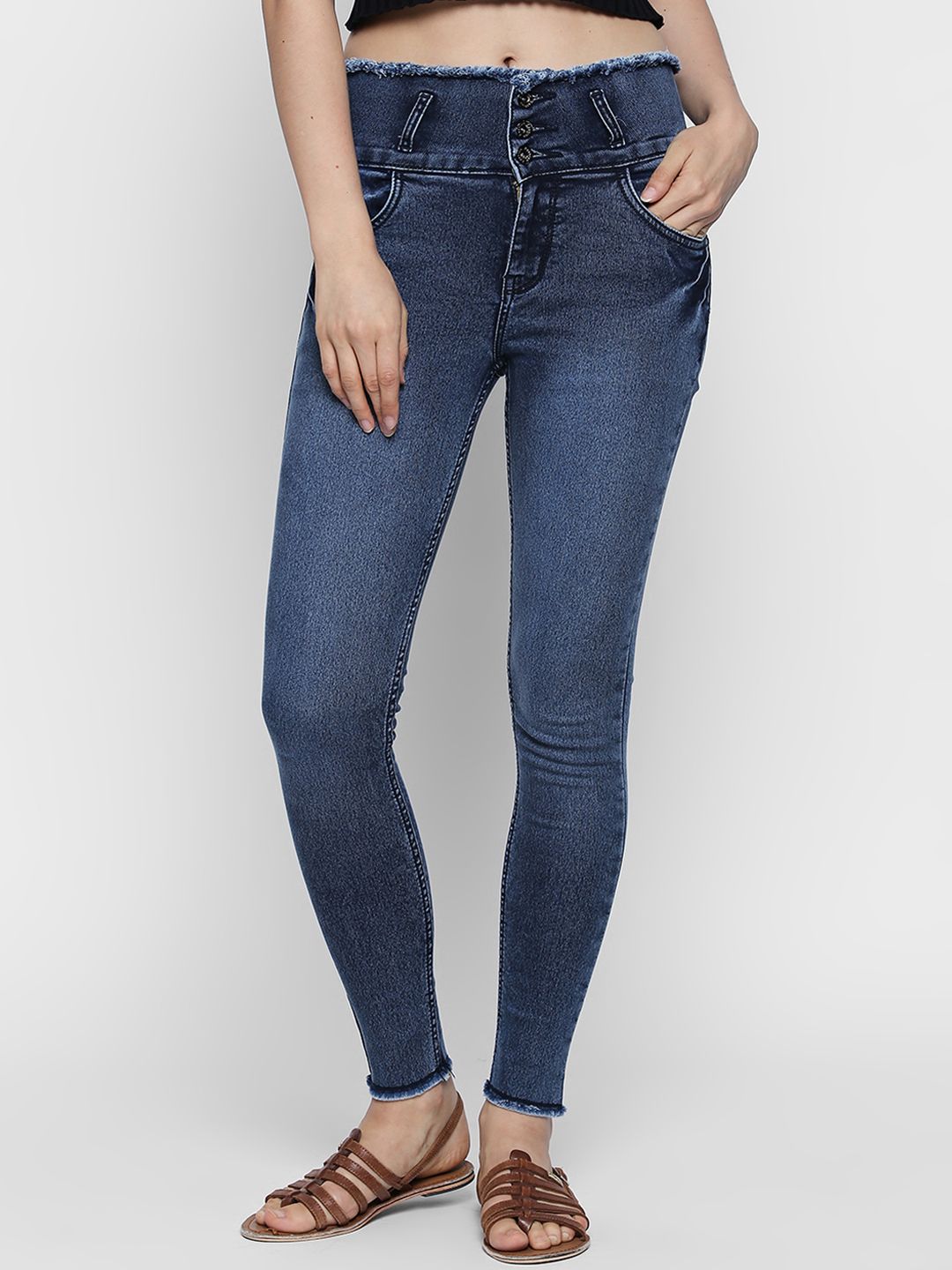 High Star Women Blue Slim Fit High-Rise Clean Look Stretchable Jeans Price in India