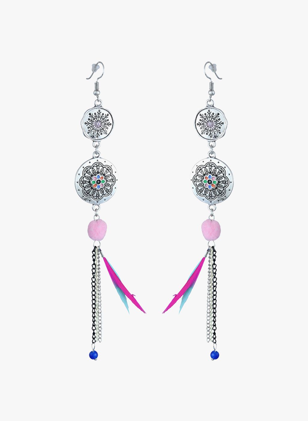 Sia Art Jewellery Multicoloured Metal Drop Earrings