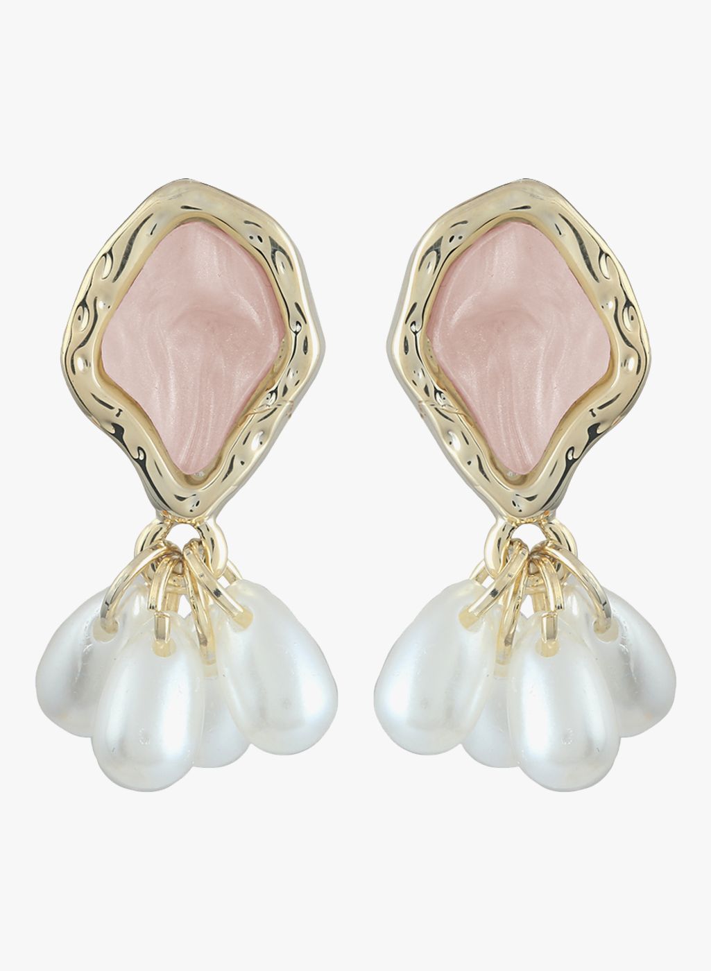 Sia Art Jewellery Golden/White Metal Drop Earrings