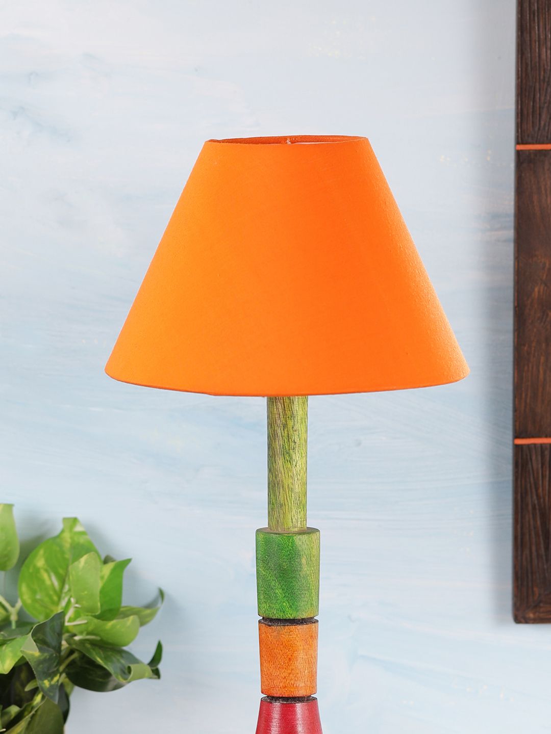 VarEesha Orange Solid Hand Made 8 Inch Orange Fabric Bedside Standard Table Lamp Price in India