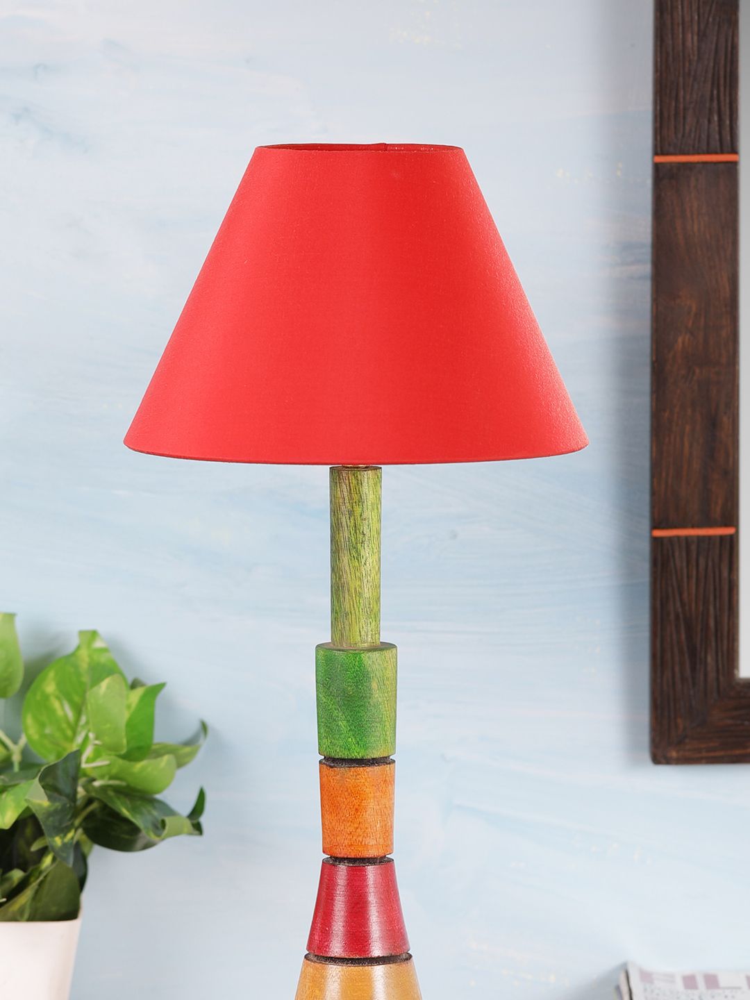 VarEesha Red Solid Hand Made 8 Inch Red Fabric Bedside Standard Lamp Shade Price in India