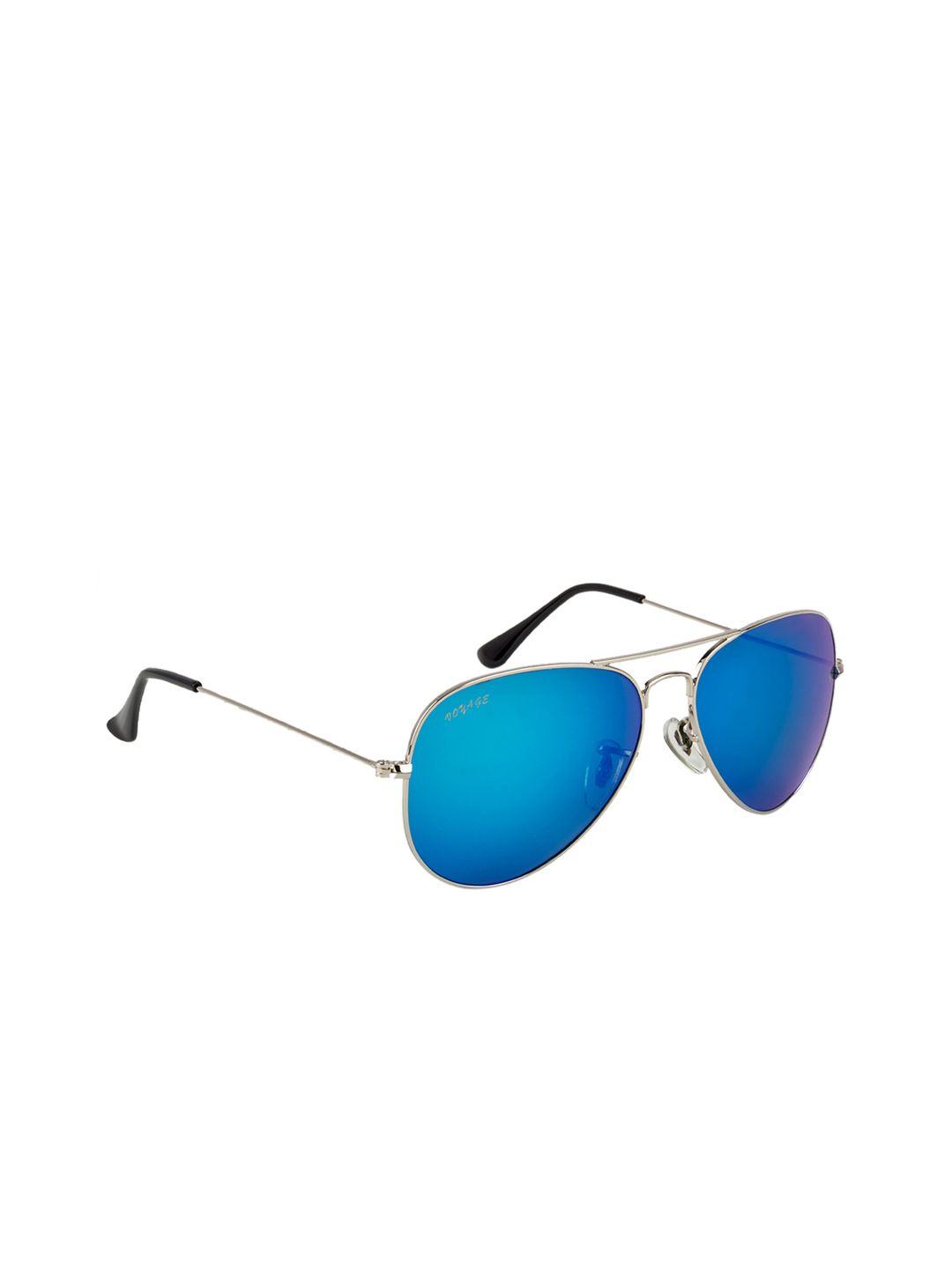 Voyage Unisex Blue & Silver-Toned Aviator Sunglasses 3025MG2369 Price in India