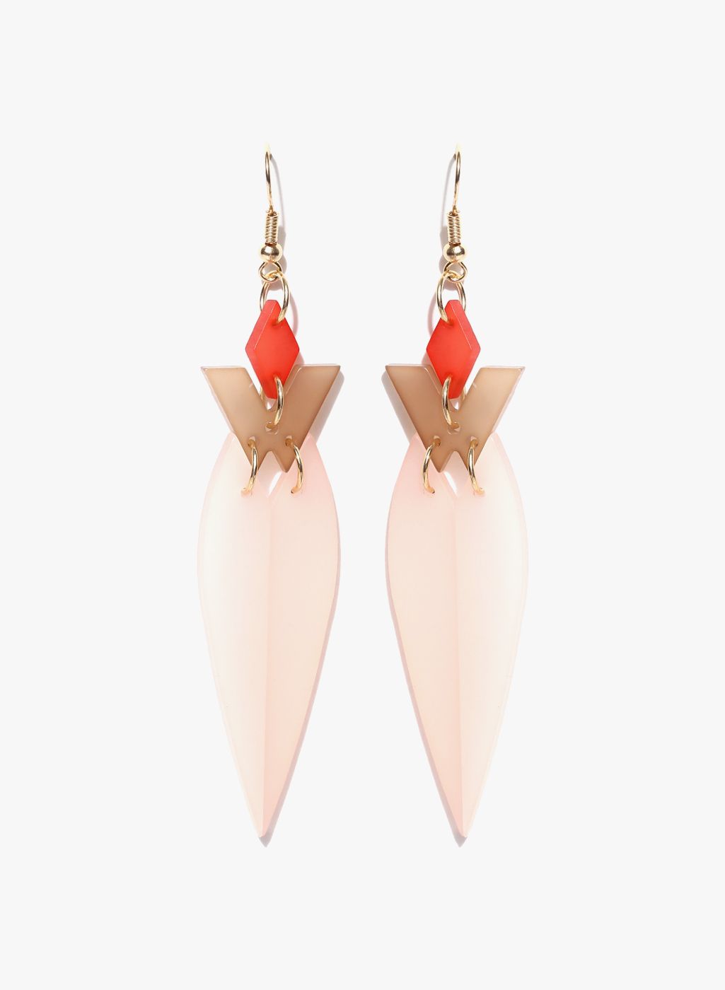 Golden Peacock Golden/Pink Plastic Danglers And Drop