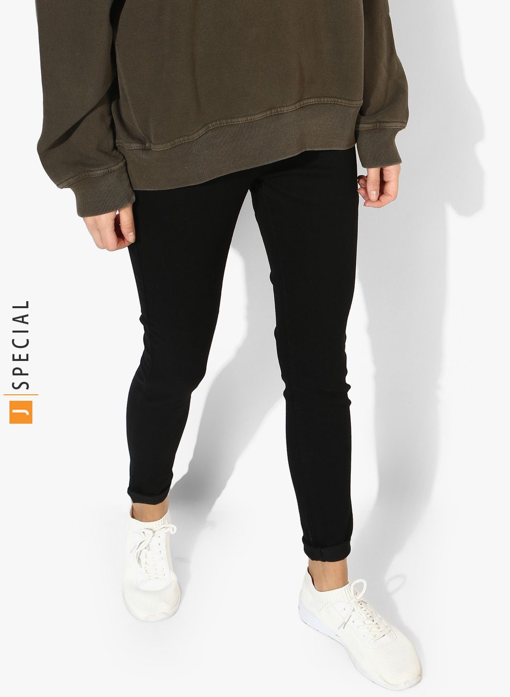 DOROTHY PERKINS Black Solid Mid Rise Skinny Fit Jeggings