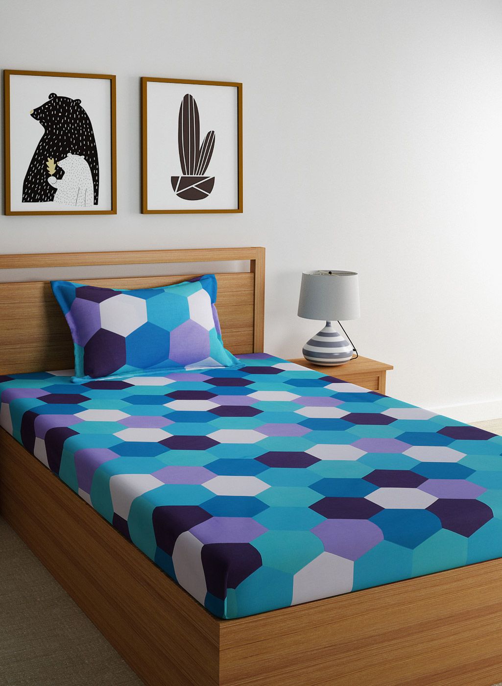 Dreamscape Cotton Single Bedsheet With 1 Pillow Cover