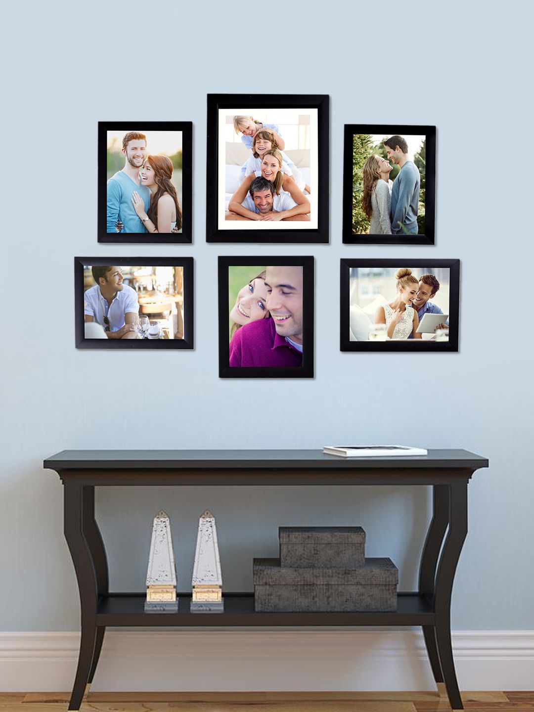 Art Street Black Solid Set Of 6 Wall Photo Frames Price in India