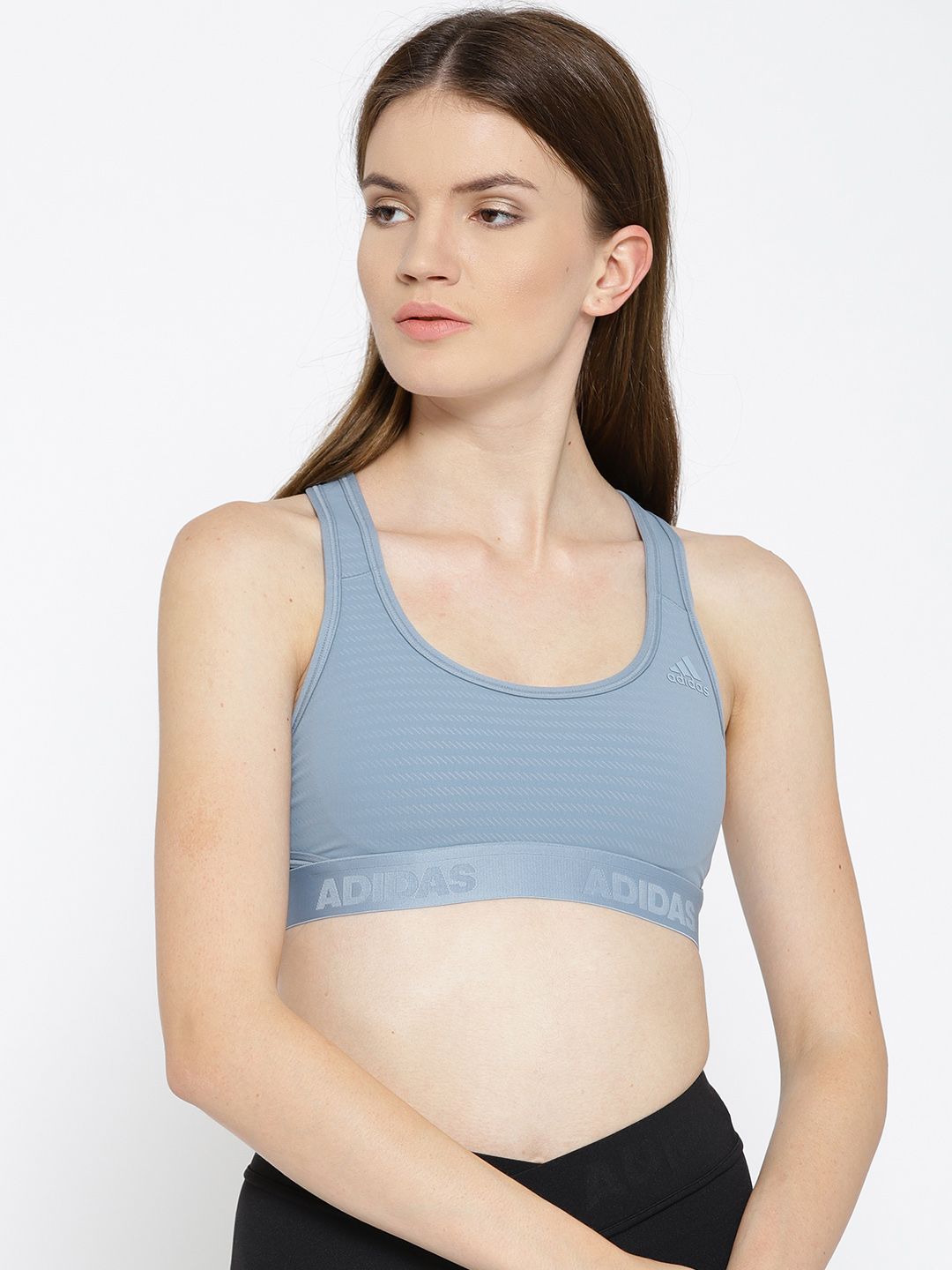 ADIDAS Women Blue Solid Alphaskin Don't Rest Tech Training Bra DN6980 Price in India