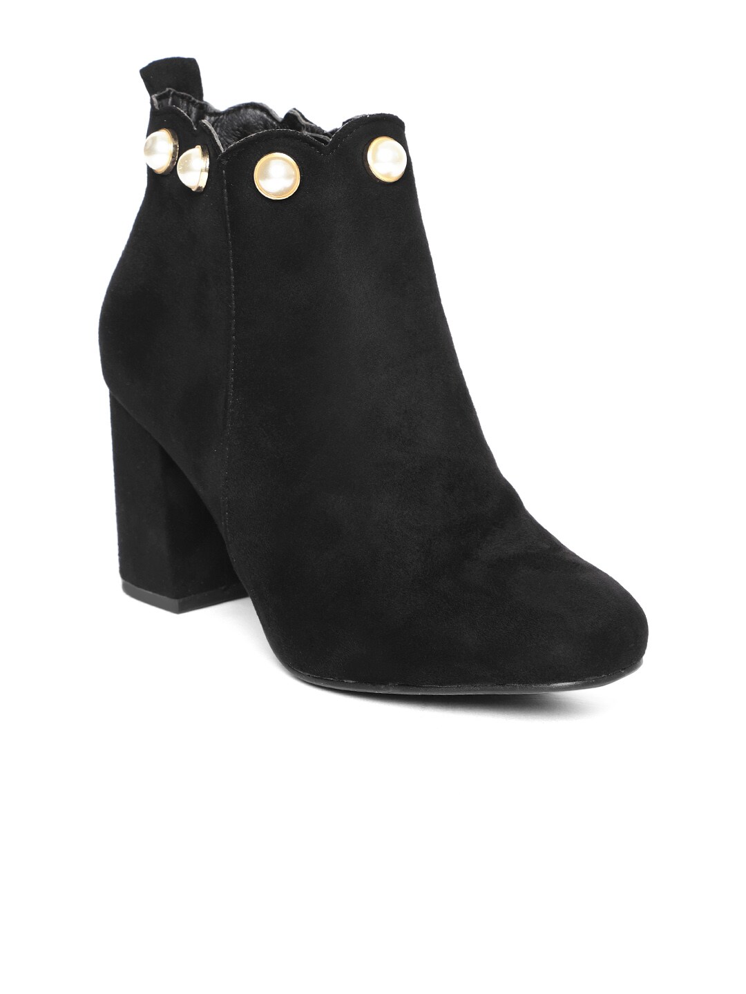 ELLE Women Black Solid Heeled Boots Price in India