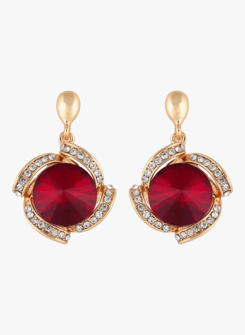 Crunchy Fashions Red/Golden Metal Danglers And Drop
