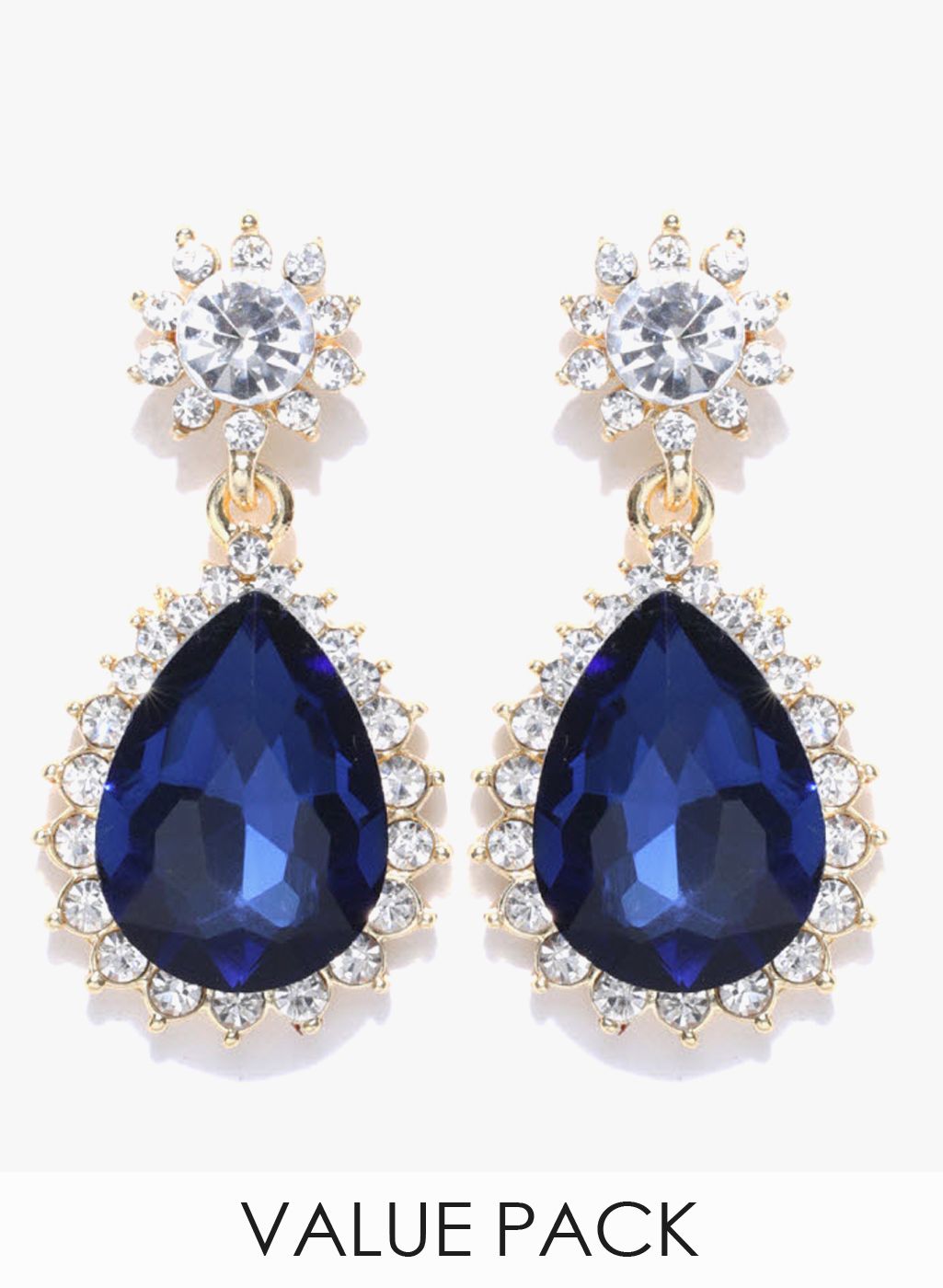 Crunchy Fashions Blue/Peach Metal Danglers And Drop