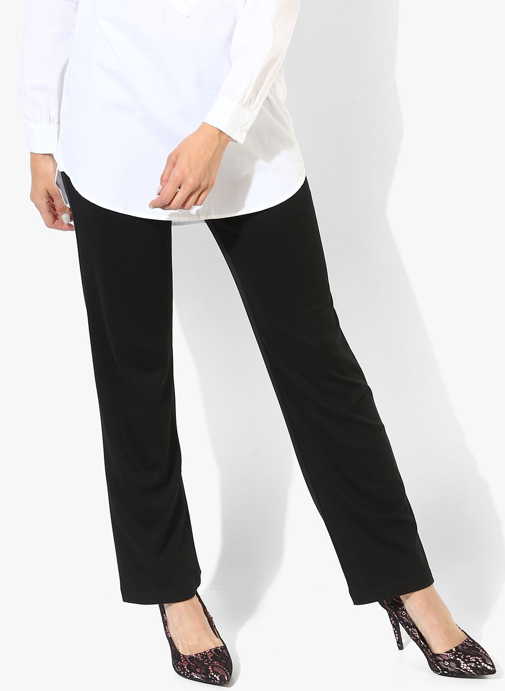 Marks & Spencer Black Solid Mid-Rise Regular Fit Chinos