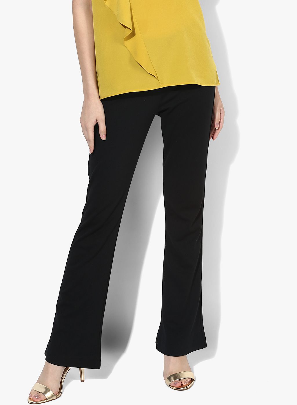 Marks & Spencer Black Solid Mid-Rise Regular Fit Chinos