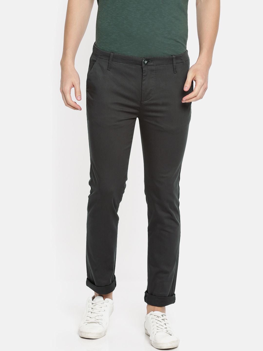 Pepe Jeans Brown Solid Mid-Rise Slim Fit Chinos