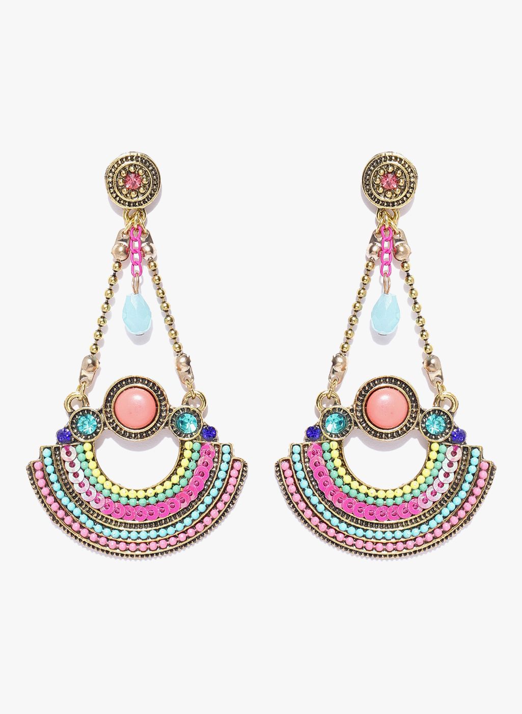 Jewels Galaxy Multicoloured Brass Danglers and Drop