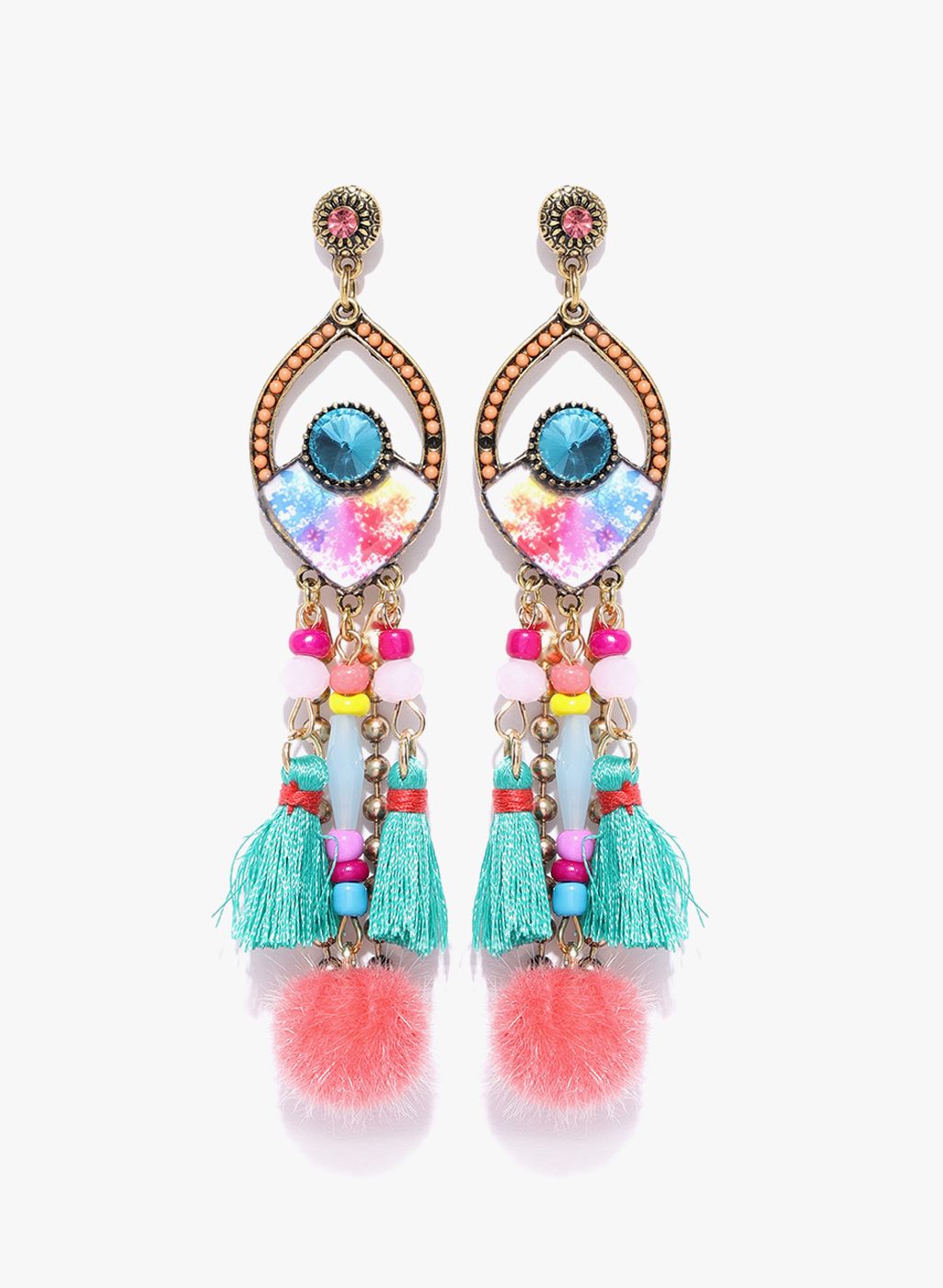 Jewels Galaxy Multicoloured Brass Danglers And Drop