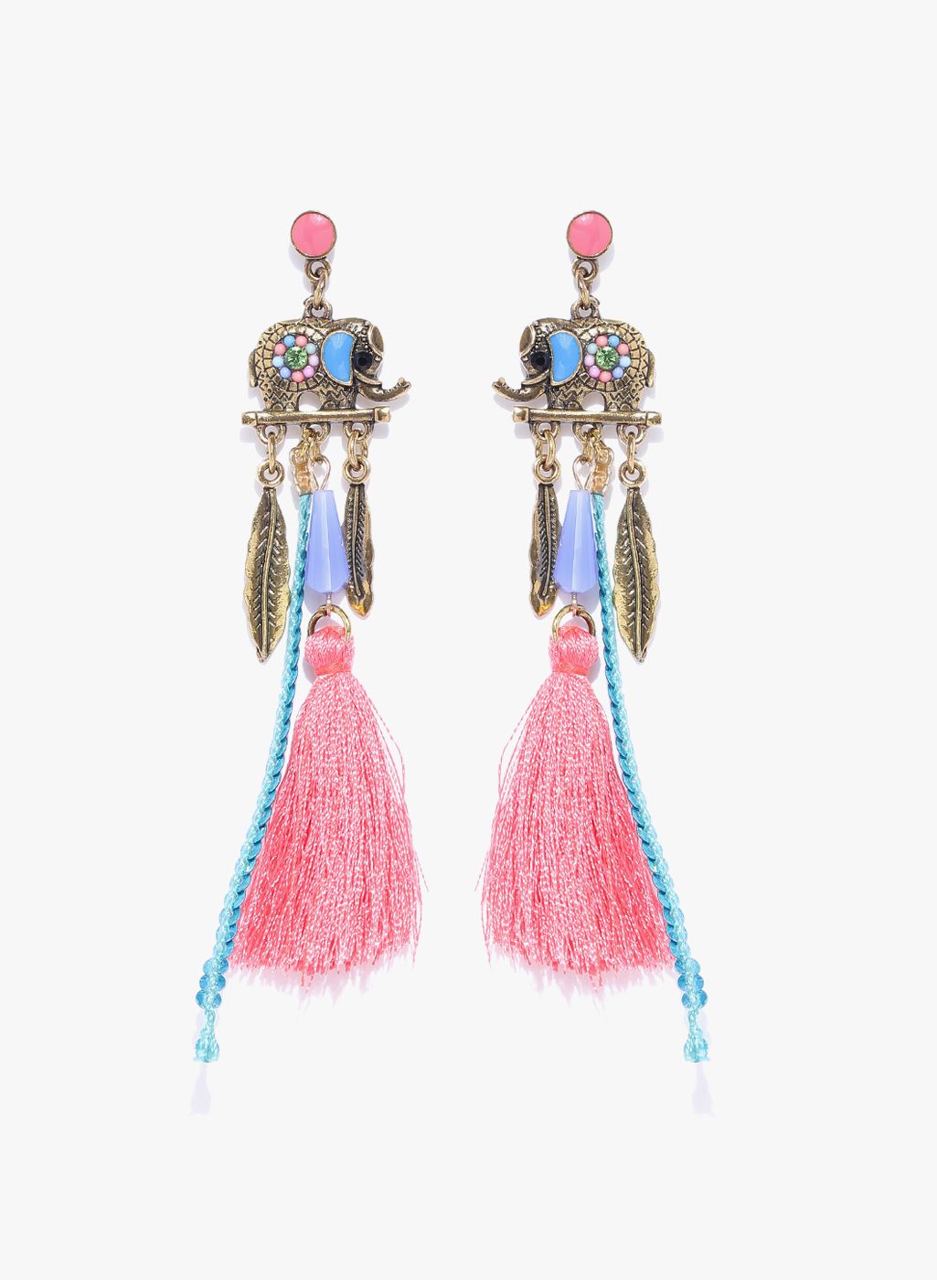 Jewels Galaxy Multicoloured Brass Danglers And Drop