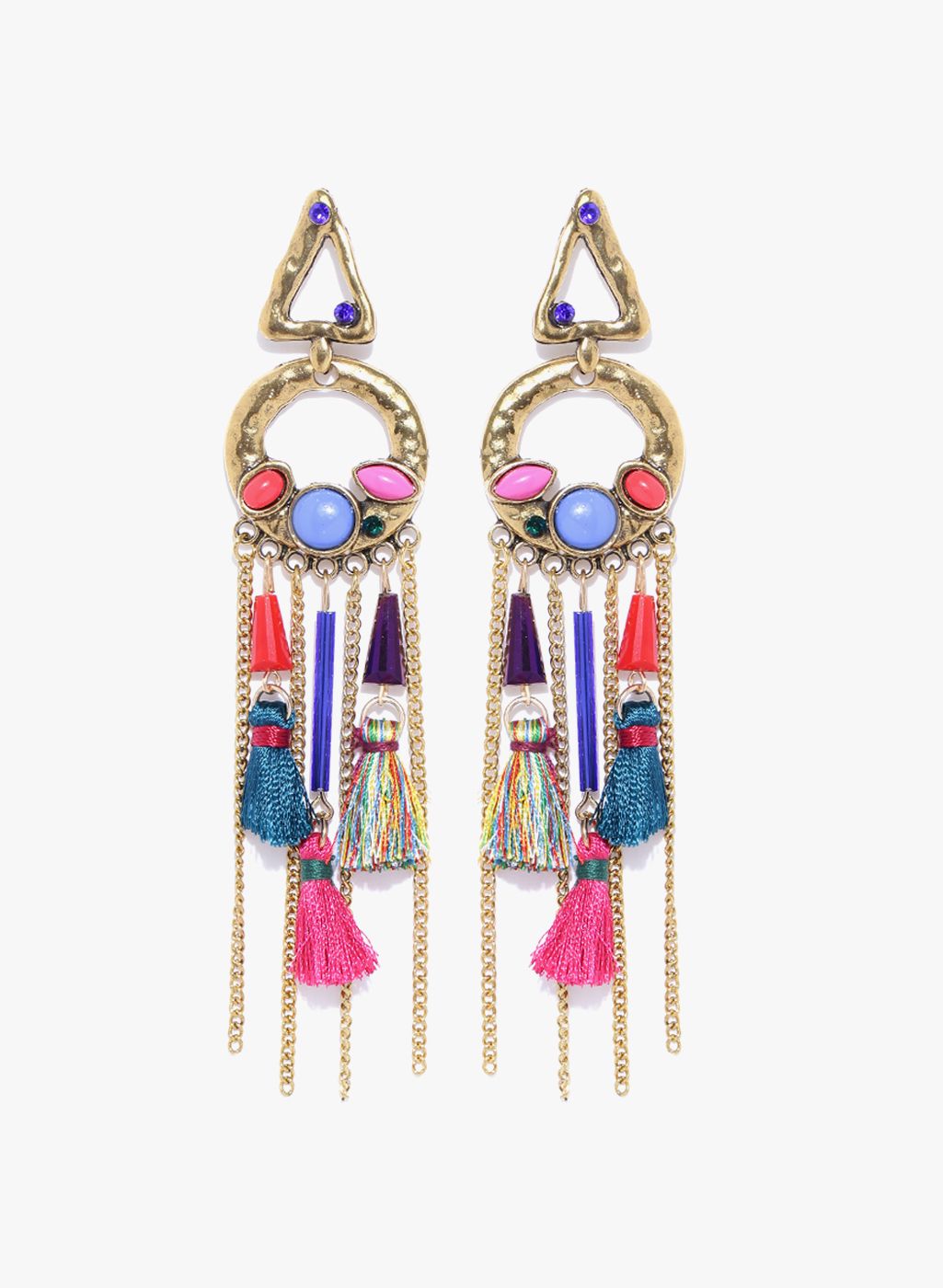 Jewels Galaxy Multicoloured Brass Danglers And Drop