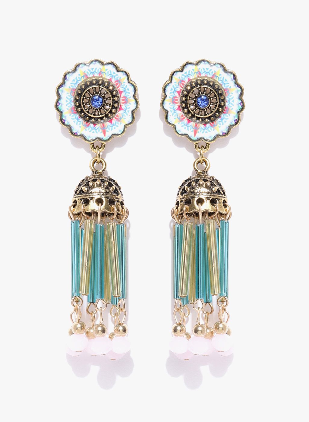 Jewels Galaxy Multicoloured Brass Danglers and Drop