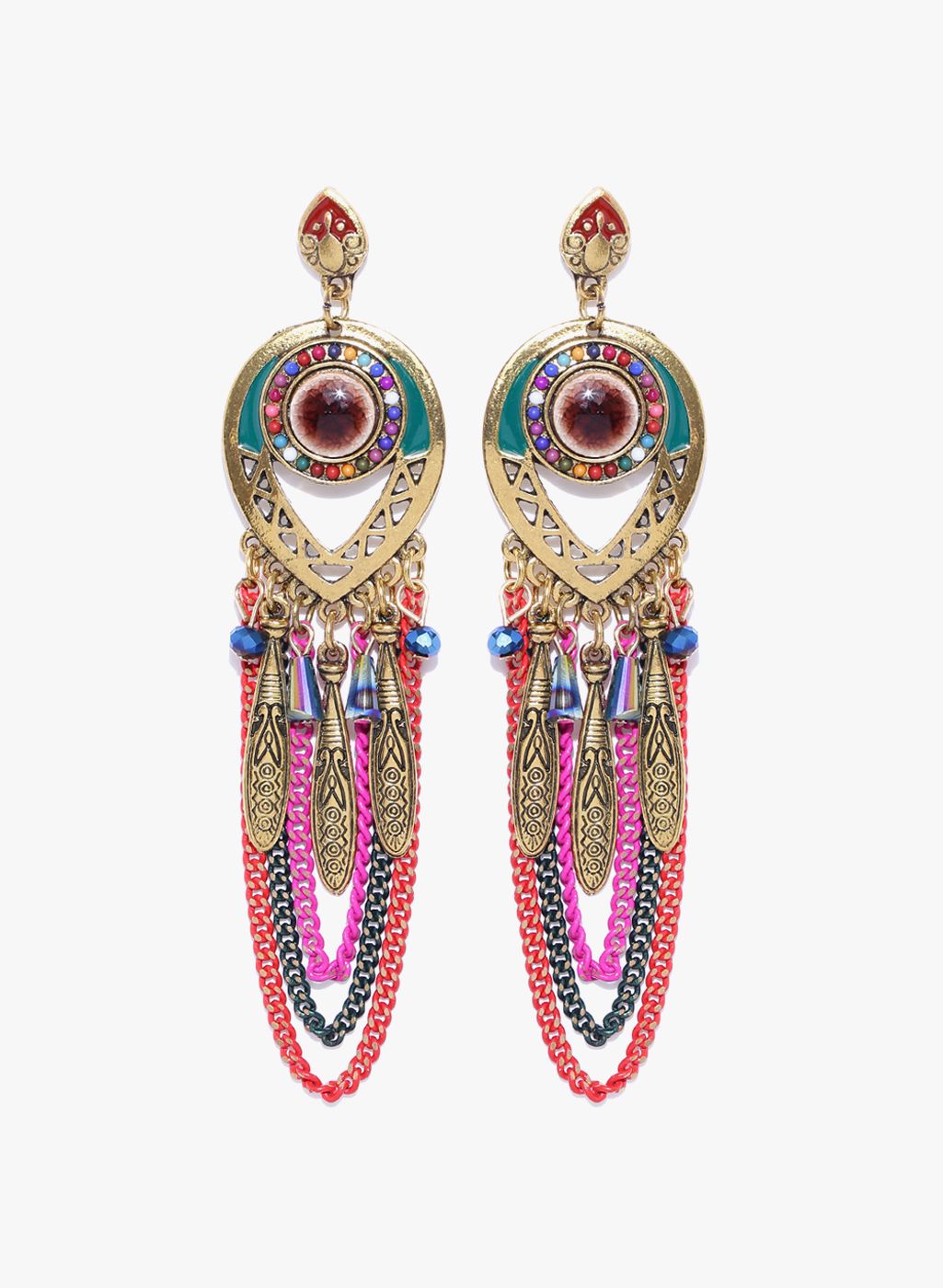 Jewels Galaxy Multicoloured Brass Danglers and Drop