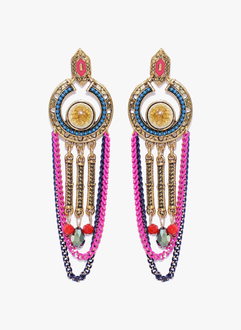 Jewels Galaxy Multicoloured Brass Danglers and Drop