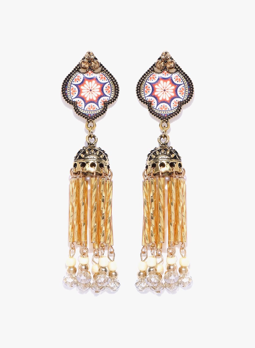 Jewels Galaxy Multicoloured Brass Danglers and Drop