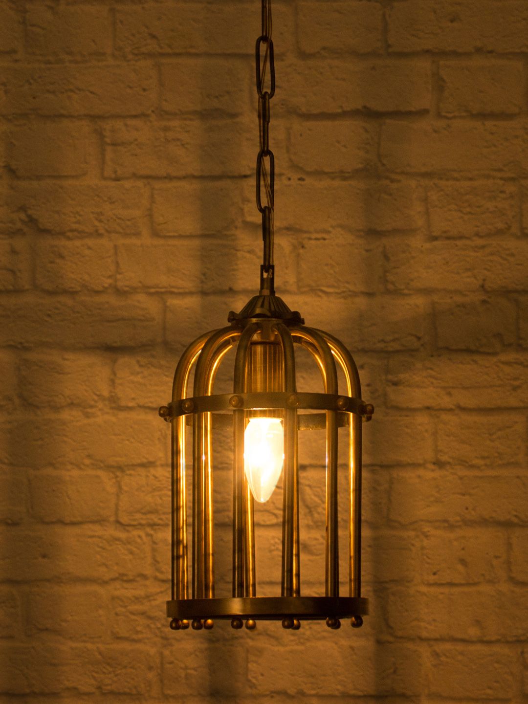 Fos Lighting Gold-Toned Cylinder Pendent Light Price in India