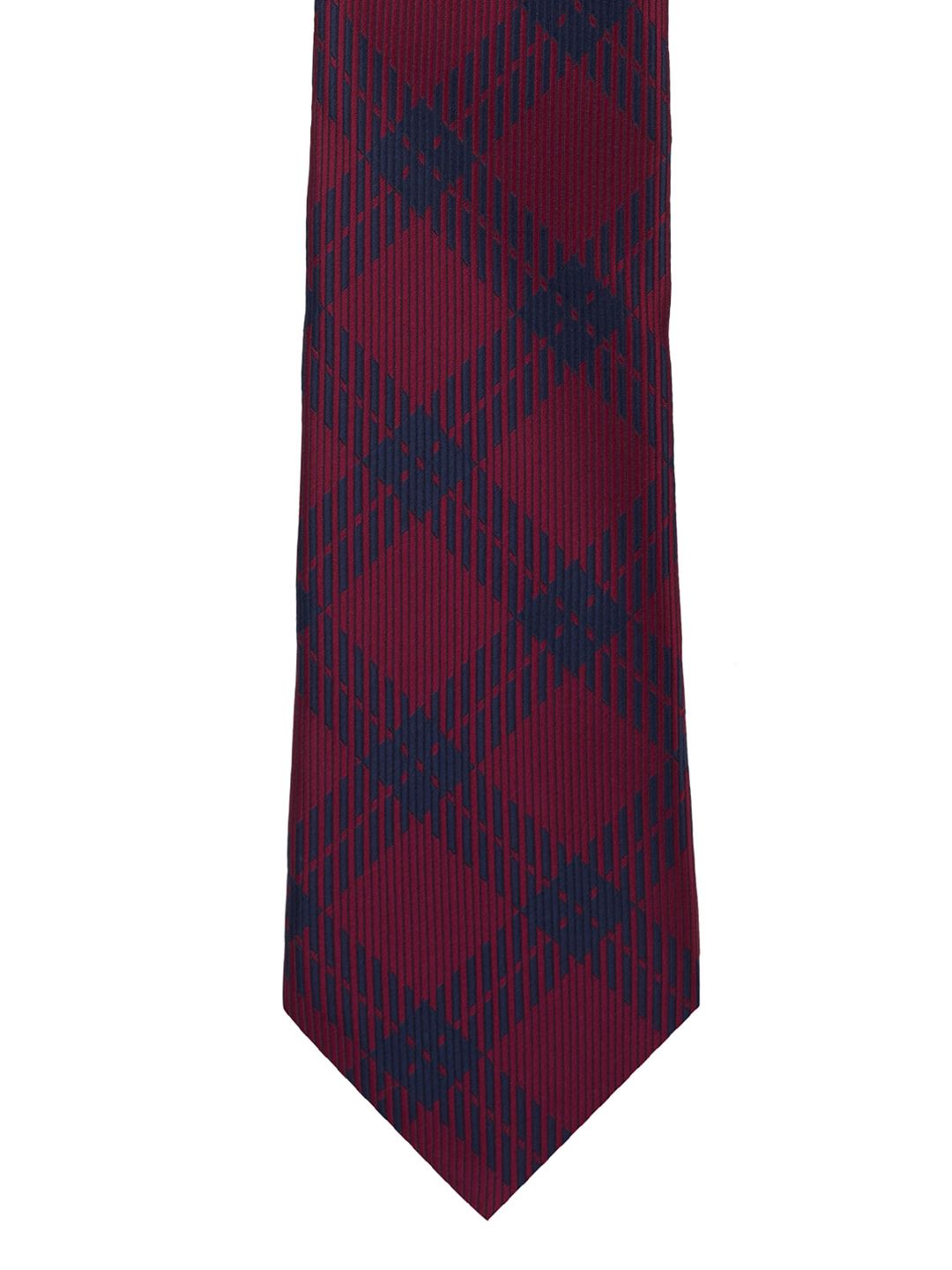 The Tie Hub Maroon & Blue Checked Broad Tie