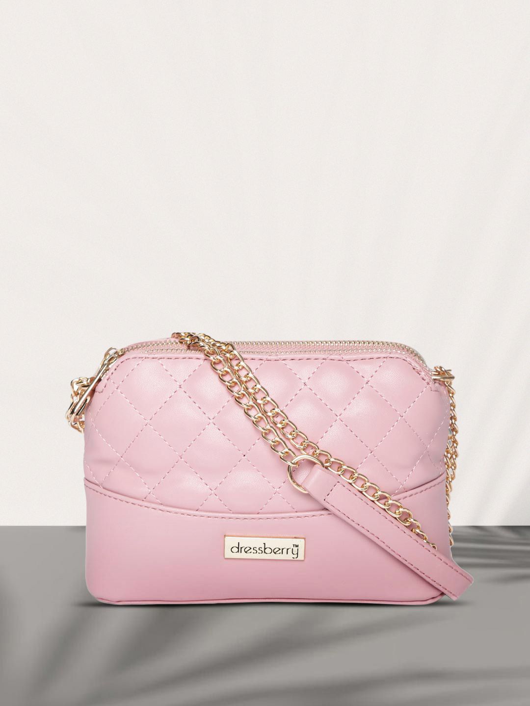 DressBerry Pink Quilted Sling Bag Price in India
