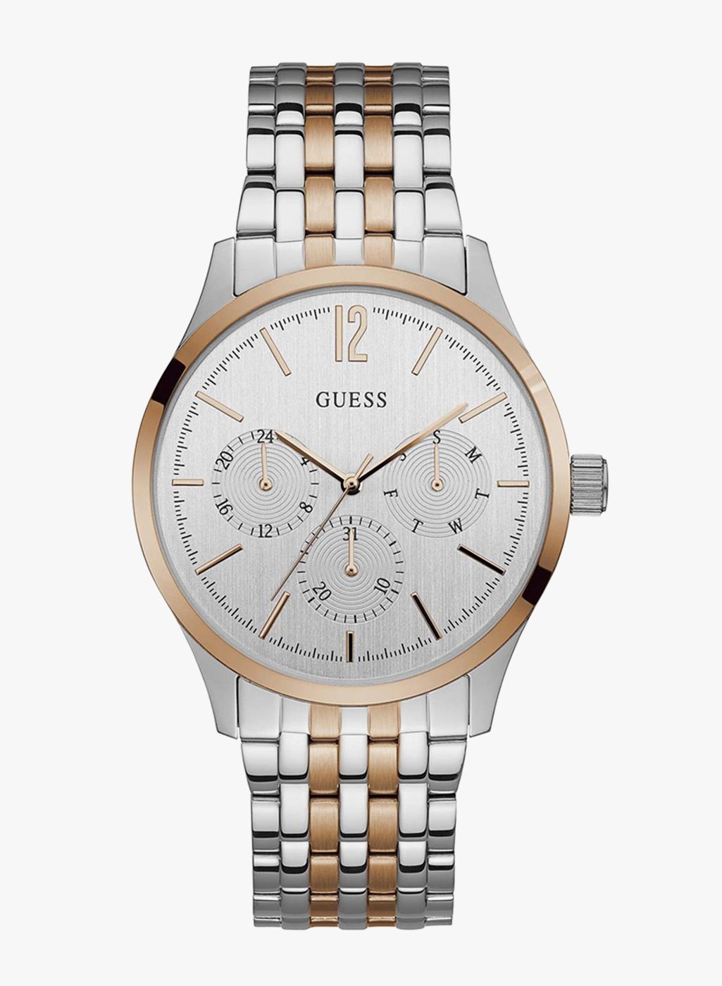 GUESS Silver/White Stainless Steel Analogue Watch