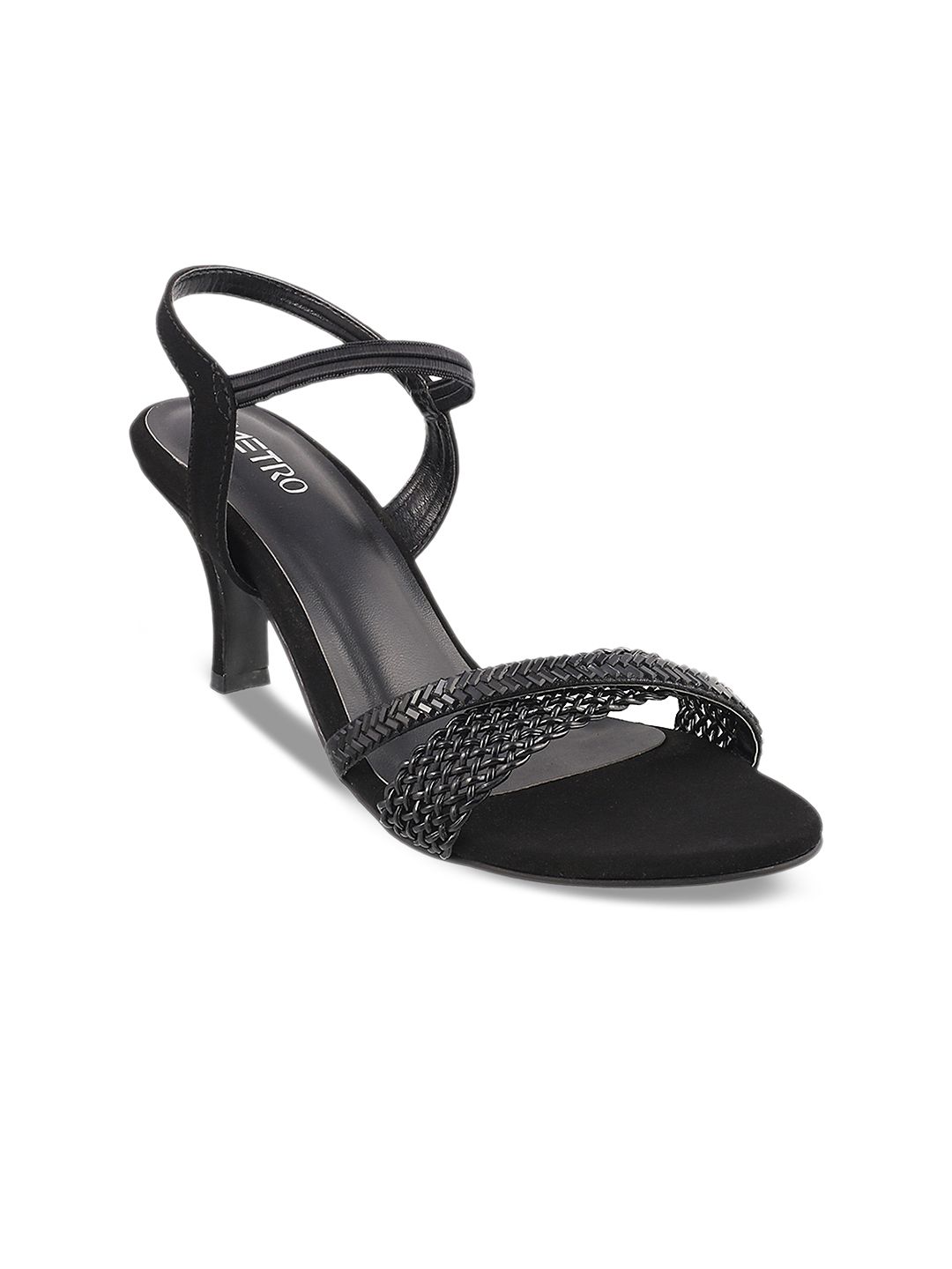 Metro Women Black Woven Design Sandals Price in India