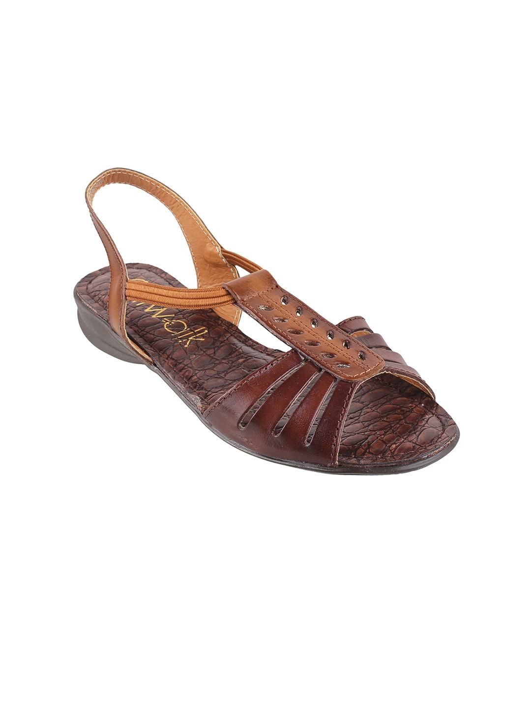 Catwalk Women Brown Solid Leather Open-Toe Flats Price in India