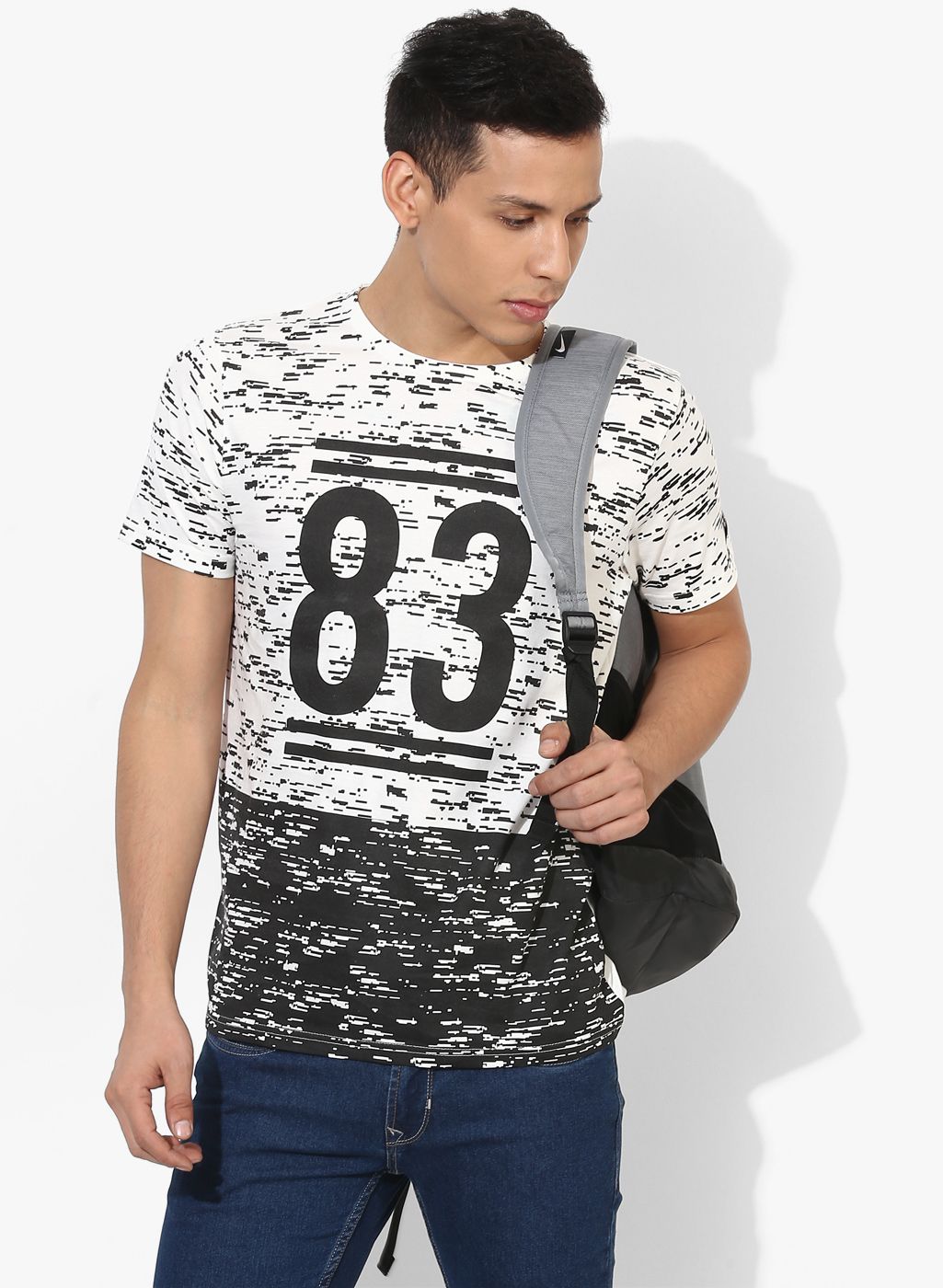 Proline Active Off White Printed Round Neck T-shirt