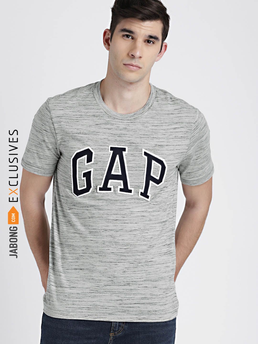GAP Grey Printed Regular Fit Round Neck T-shirt