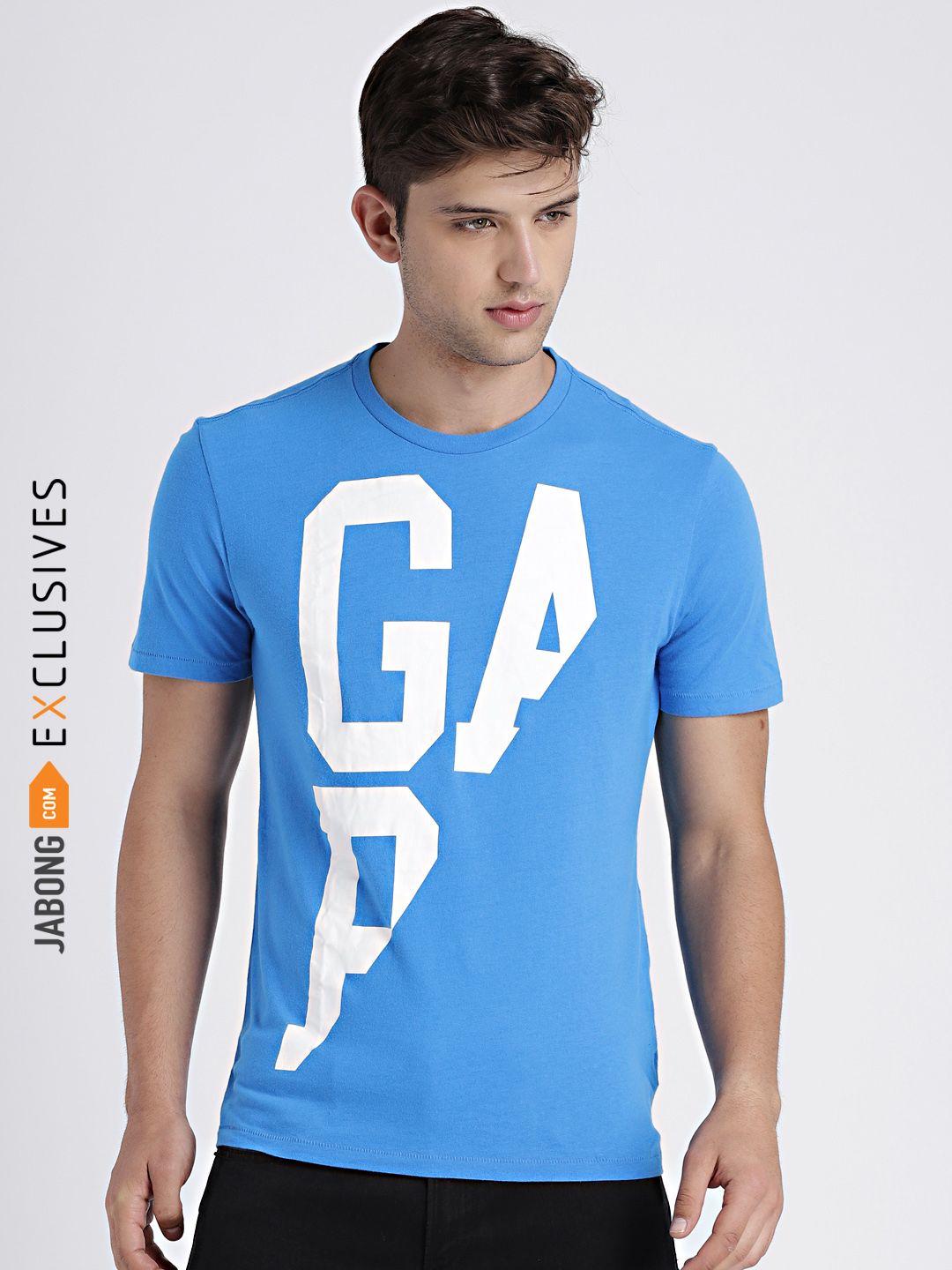 GAP Blue Printed Regular Fit Round Neck T-Shirt