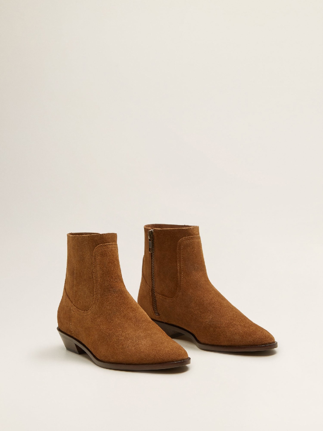 MANGO Women Brown Solid Heeled Boots Price in India