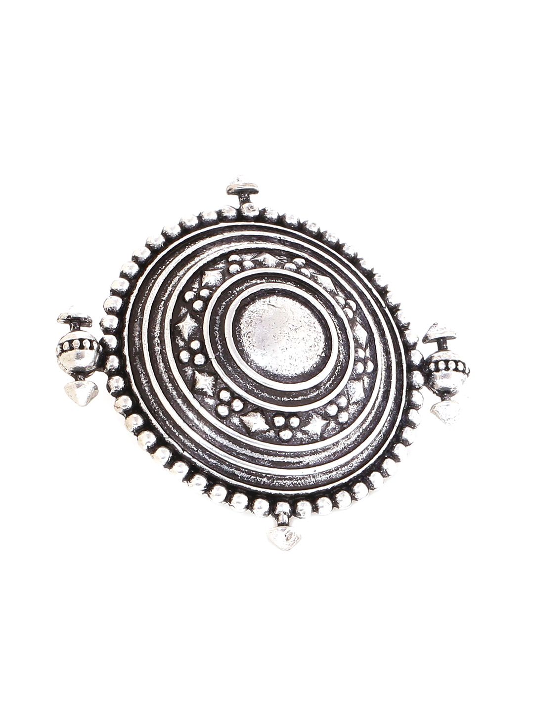Voylla Oxidised Silver-Plated Adjustable Statement Ring Price in India