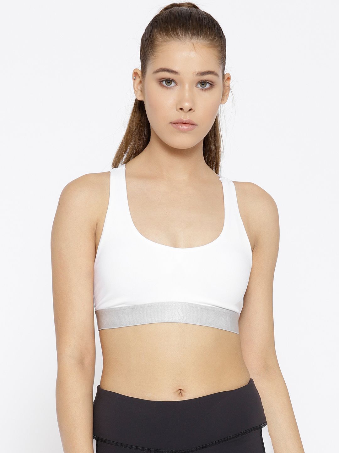 ADIDAS White Solid ALL ME VFA Training Sports Bra DM7206 Price in India