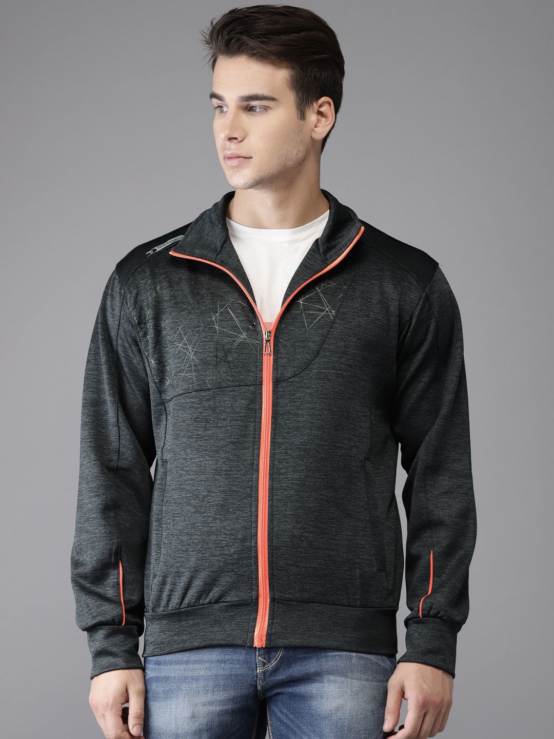 The Indian Garage Co Men Charcoal Grey Solid Bomber