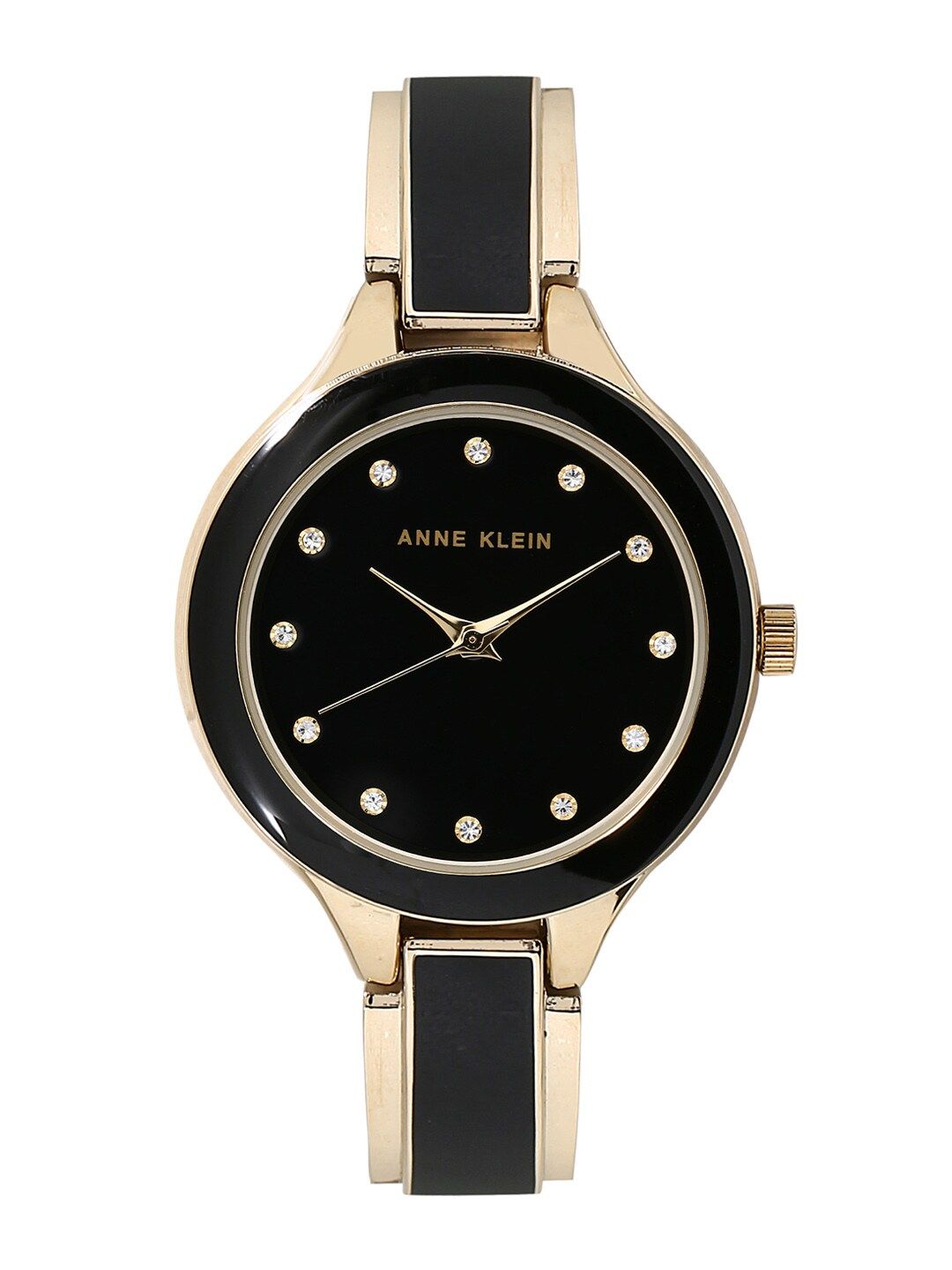ANNE KLEIN Women Black & Gold-Toned Analogue Watch AK2934BKGB Price in India
