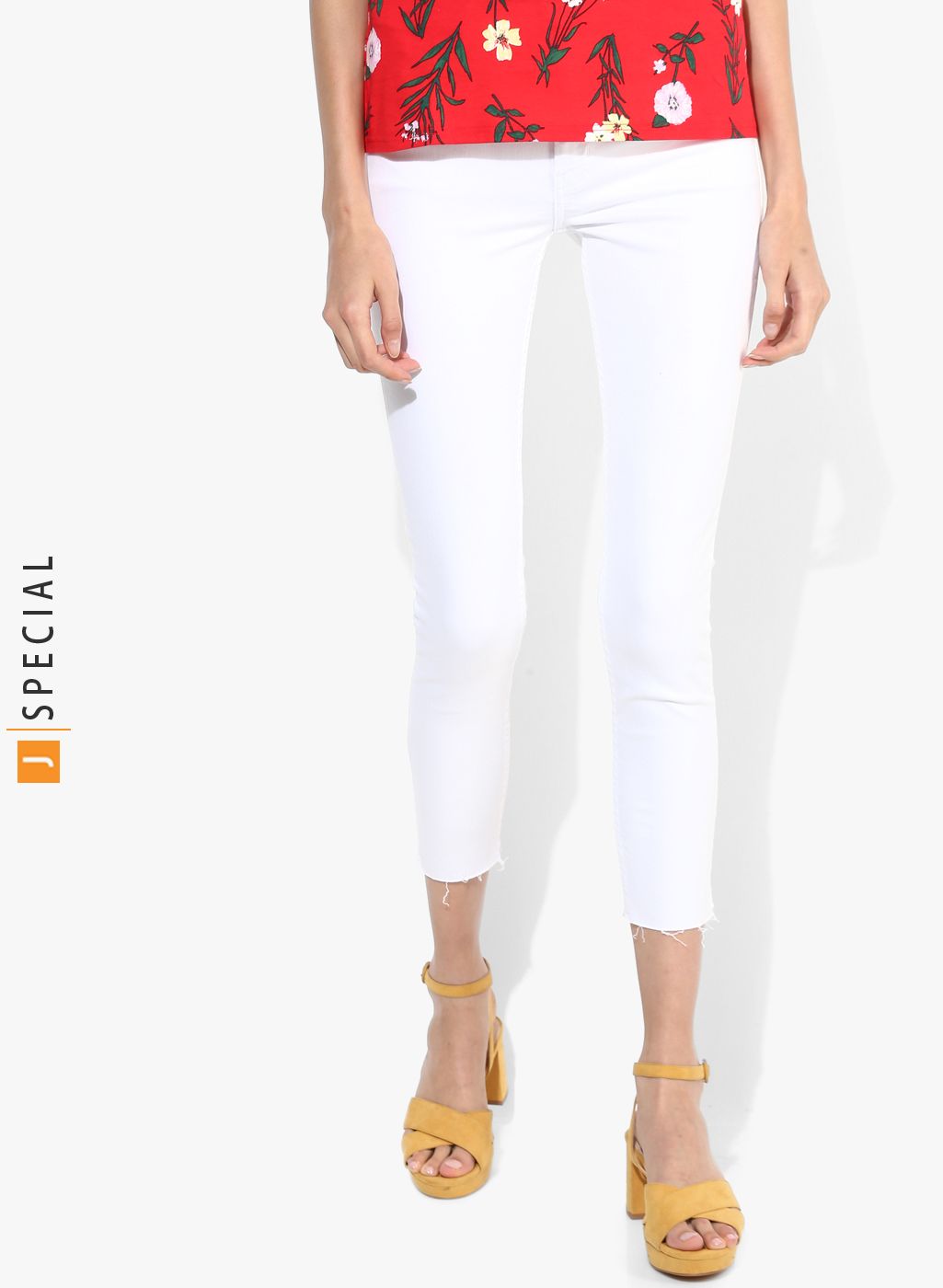 MANGO White Solid Mid Rise Skinny Fit Jeans