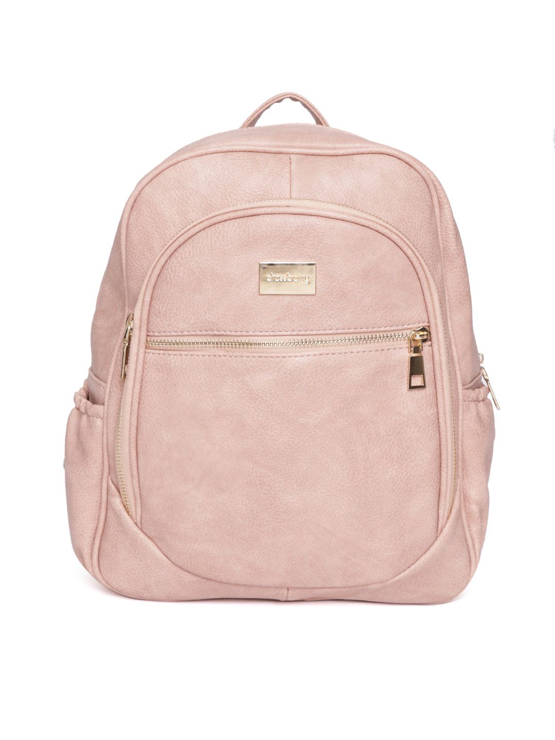 DressBerry Women Dusty Pink Solid Backpack Price in India