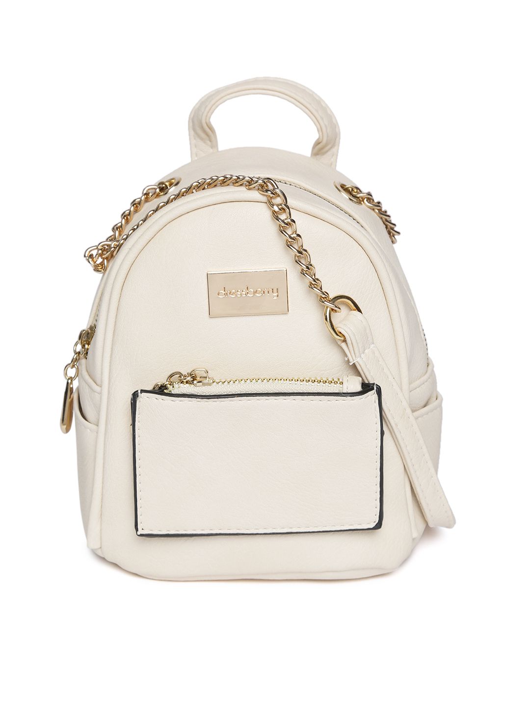 DressBerry Women Cream-Coloured Solid Backpack cum Shoulder Bag Price in India