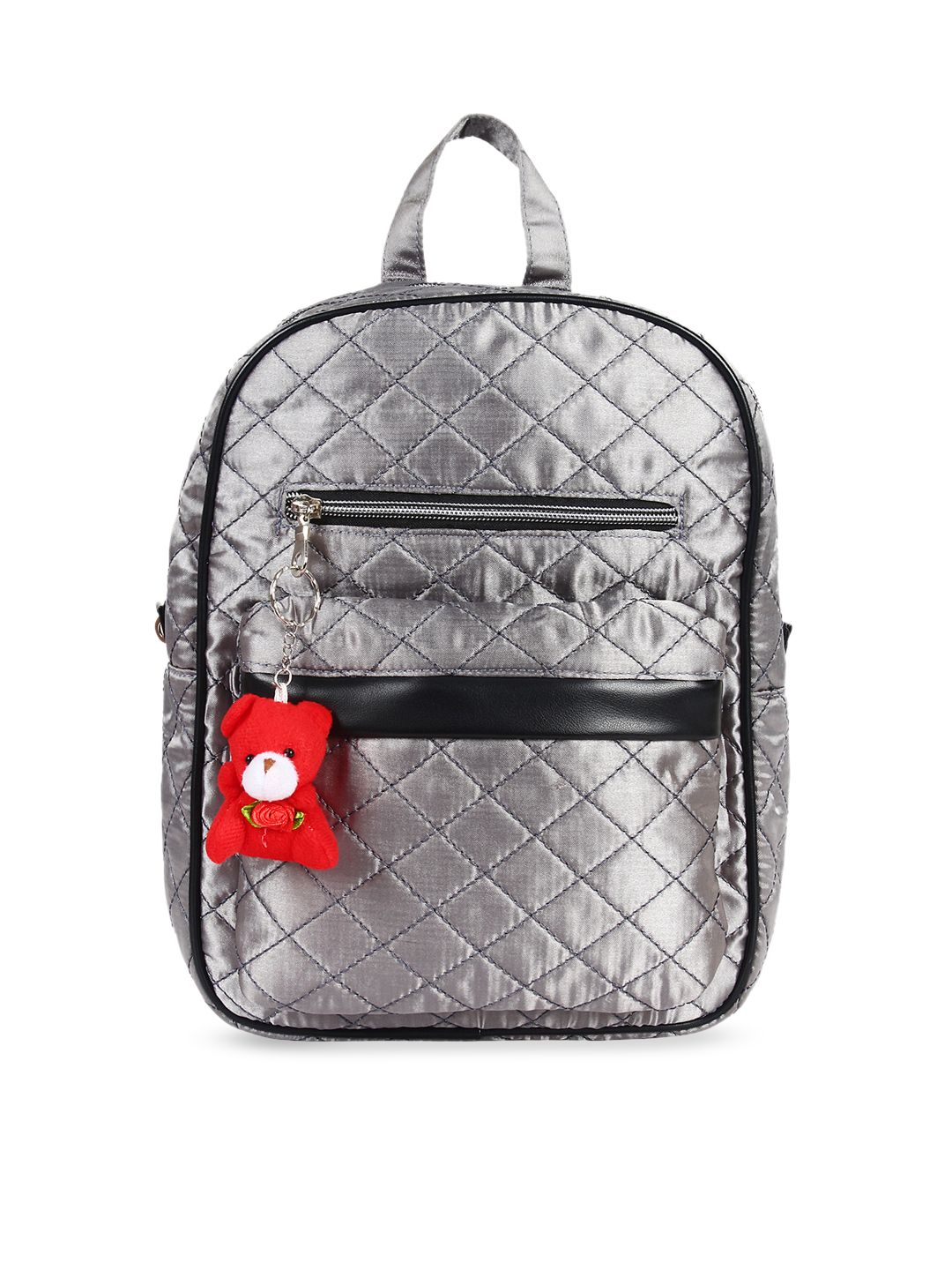 Anekaant Women Silver-Toned & Black Geometric Backpack Price in India
