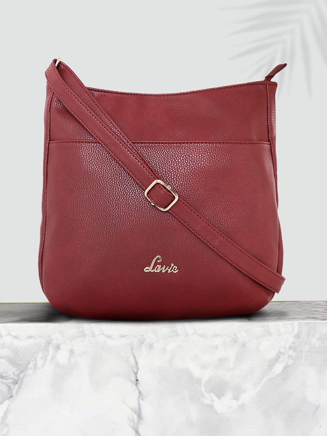 Lavie Maroon Solid Sling Bag Price in India